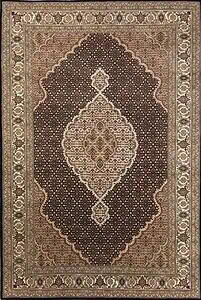 Handmade Indian rugs, black color wool Indian rug with a classic Persian Tabriz design.