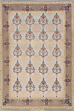 Hand woven floral Persian Isfahan rug, multicolored all-over design rug. Size 2.9x4.6.