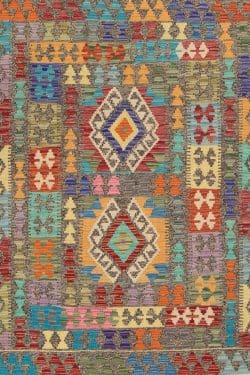 Small kilim rug. Handmade multicolor geometric design kilim rug. Size 3.5x4.10.