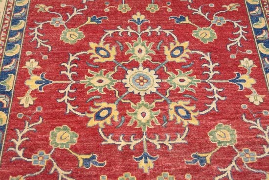 Traditional area rugs. handmade floral Russian design rug made of wool in red color. Size 6.3x8.6.