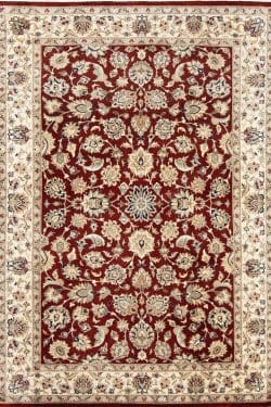 Handmade area rug, floral Kashan design wool are rug in red color. Size 4.2x6.3.