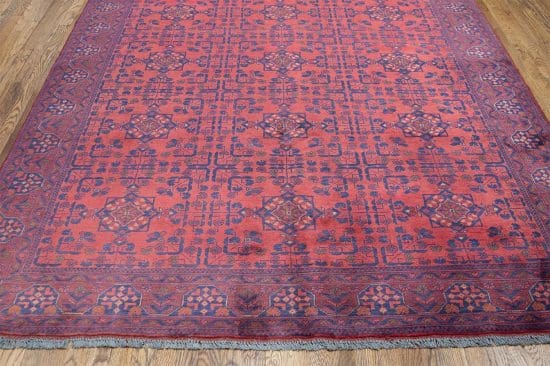 Hand knotted rug for living room, red wool oriental rug made in Afghanistan. size 6.9x9.6.