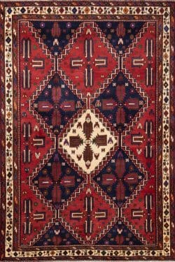 5x7 area rug. Handmade Persian Shiraz wool area rug for bedroom. Size 5x7.3.