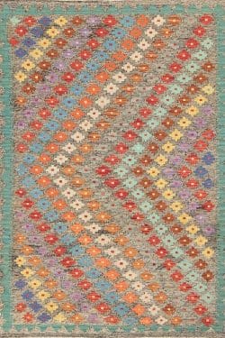 Kilim rugs. Handmade wool kilim rug, geometric style multicolor thin and reversible kilim rug. Size 3.5x5.