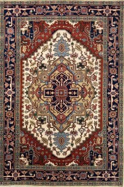 Affordable rugs by Beautiful Rugs Chicago, handmade wool rug in beige and rust colors made in India. Size 5.10x9.3.