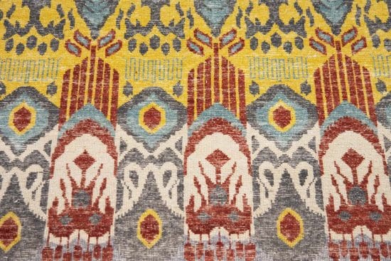 Modern rugs Chicago. Handmade modern rug, wool and synthetic blend in yellow, gray, and terracotta colors. size 3.10x5.10.