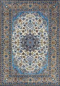 1266- Best rugs. Beautiful hand-woven Persian Isfahan rug made of the finest Japanese kork wool and silk. Size 5.4x7.4.