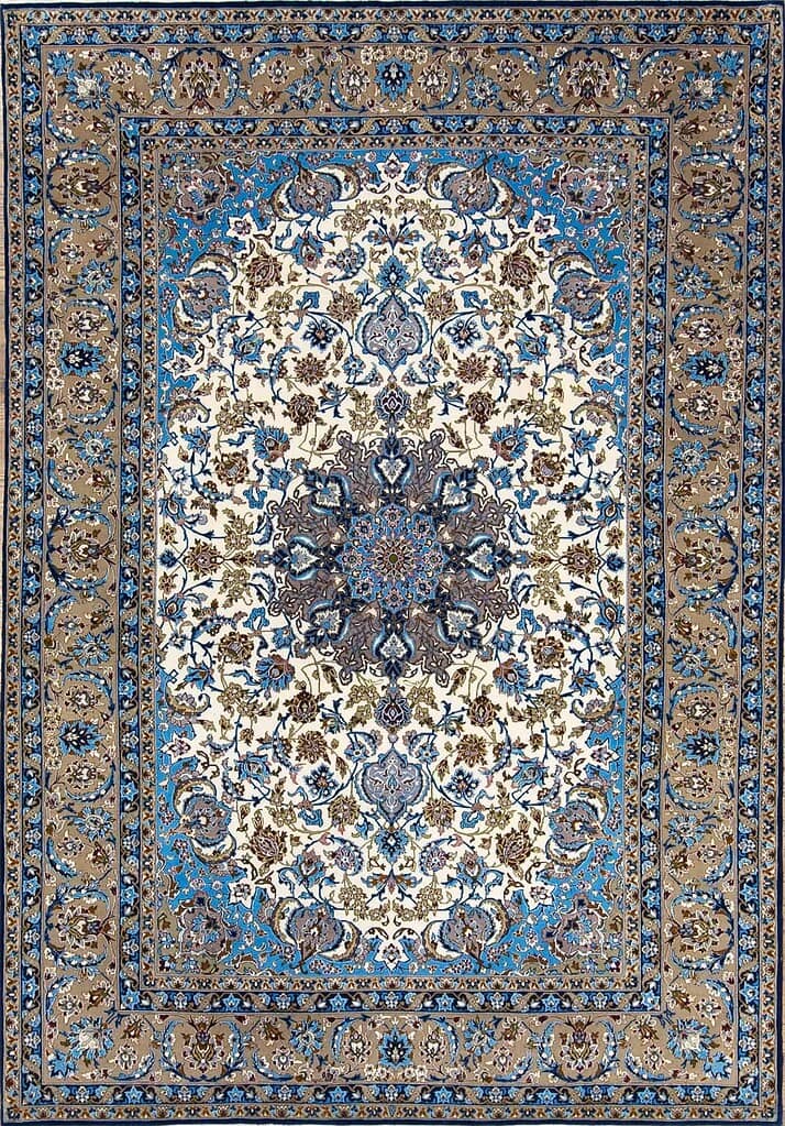 1266- Best rugs. Beautiful hand-woven Persian Isfahan rug made of the finest Japanese kork wool and silk. Size 5.4x7.4. 