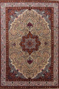 Beige area rugs. Handmade wool Persian area rugs floral style with beige and rustic brown colors. Size 6.9x10.