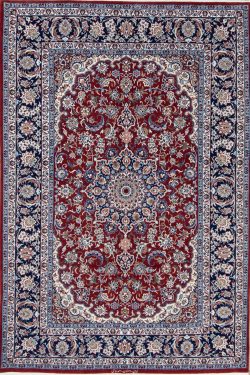 Vegetable dye rugs, Authentic hand knotted floral Persian Isfahan rug made of kork wool and silk. Size 4.9x7.