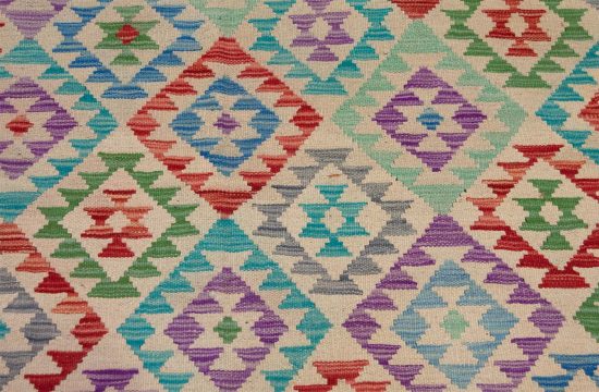 Room size kilim rugs. Handmade multicolor wool kilim rug in geometric style. Size 8.6x11.3.