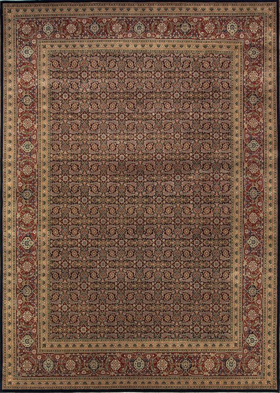 9x12 area rugs. Handmade wool oriental area rug in navy blue and rust color.