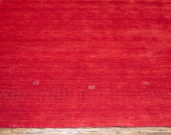 Orange oriental rug made of 100% wool in contemporary Gabbeh style. Size 8x10.