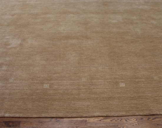 Bedroom rug for living room, Brown color wool rug in contemporary Gabbeh style. Size 9.1x11.10.