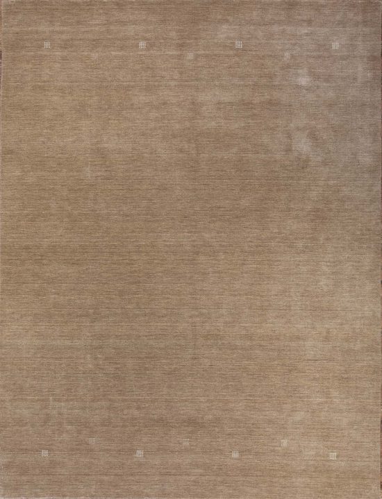 Bedroom rug for living room, Brown color wool rug in contemporary Gabbeh style. Size 9.1x11.10.