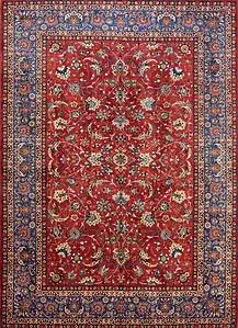 2475- Old Persian Isfahan Rug, Terracotta Color, Allover Design Rug. Size 10.3x14.5. 