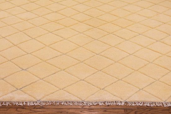 Area rugs for bedroom. Soft and fluffy Moroccan style wool area rug in beige color. Size 9.1x11.10.