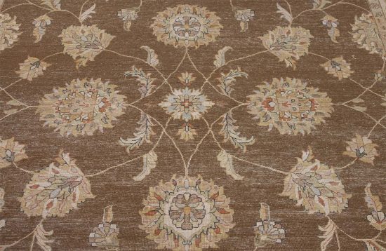 Hand knotted wool transitional area rug with taupe and earth tone colors. Size 8x10.3.