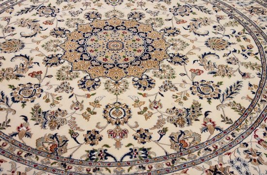 Round area rugs for living. Beautiful handmade Persian Nain style rug made in India. Size 9.2x9.2.