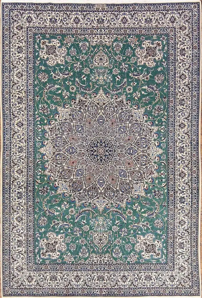 5401- Persian Nain rug. Exquisite hand knotted wool and silk Persian Nain Habibian rug with 625 KPSI. Rug size 6.9x10.