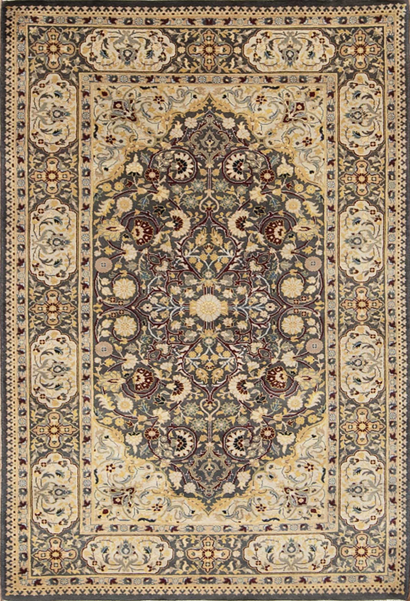 Wool oriental rug. Handmade multicolor Persian Tabriz design rug made in Pakistan. Size 3.1x5.4.