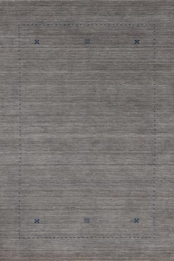 Modern area rug in Gabbeh style in gray color made in India. Size 4.1x6.