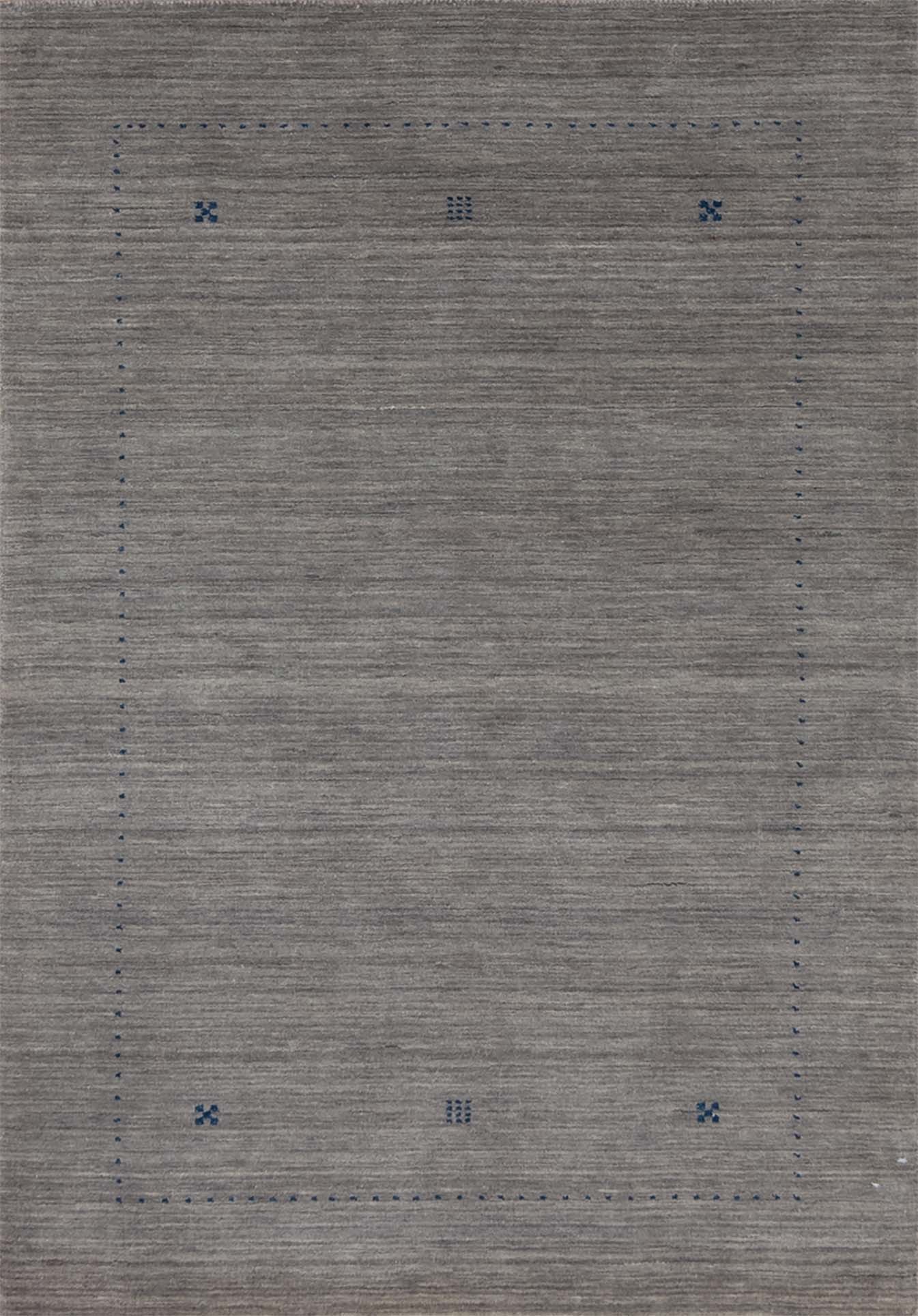 Modern area rug in Gabbeh style in gray color made in India. Size 4.1x6.