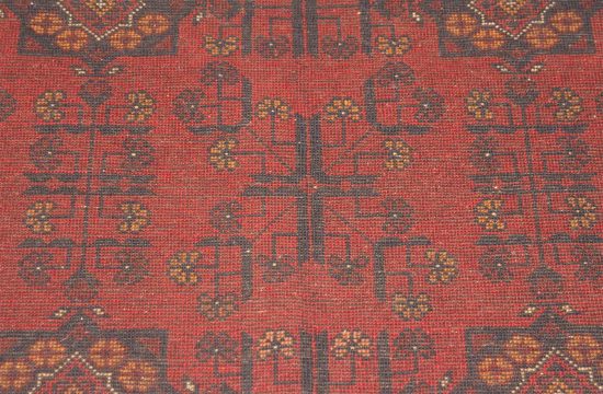 Wool 4x6 rug. Hand knotted tribal wool rug in red color made in Afghanistan.