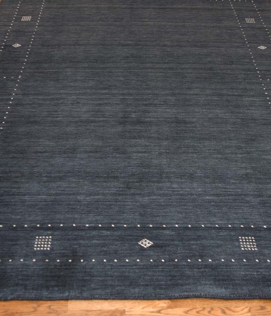 Black area rug in contemporary Gabbeh style made in India. Size 6.2x9.2.