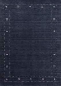 Black area rug in contemporary Gabbeh style made in India. Size 6.2x9.2.