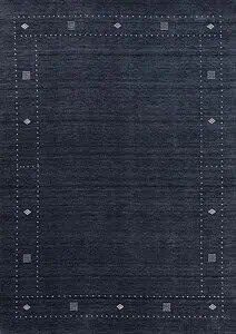Black area rug in contemporary Gabbeh style made in India. Size 6.2x9.2.
