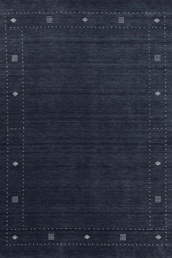 Black area rug in contemporary Gabbeh style made in India. Size 6.2x9.2.