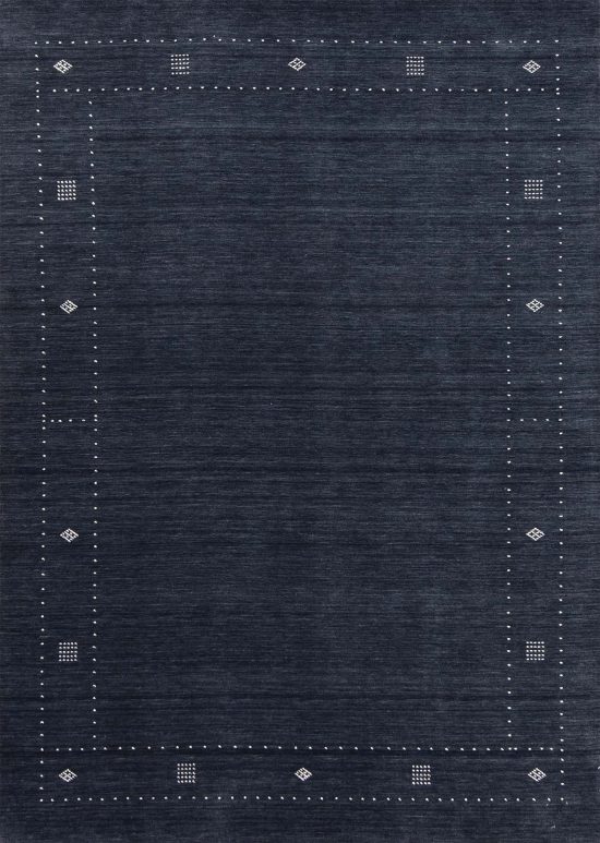 Black area rug in contemporary Gabbeh style made in India. Size 6.2x9.2.