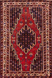 Mazleghan Rug, Semi Antique Persian Tribal Rug. Size 4.5x6.6