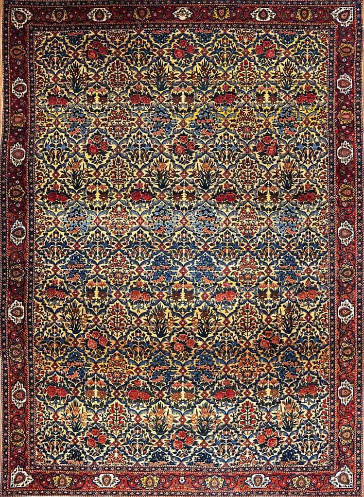 Rug 2593- Transform your estate with this 15x20 antique Persian Bakhtiari rug, a vegetable-dyed garden design masterpiece in pristine condition. Rug 2593- Transform your estate with this 15x20 antique Persian Bakhtiari rug, a vegetable-dyed garden design masterpiece in pristine condition.