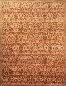 Large oriental area rugs. Hand Knotted designer area rug in beige color and contemporary style. Size 10.2x13.3.