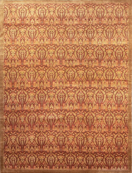 Large oriental area rugs. Hand Knotted designer area rug in beige color and contemporary style. Size 10.2x13.3.