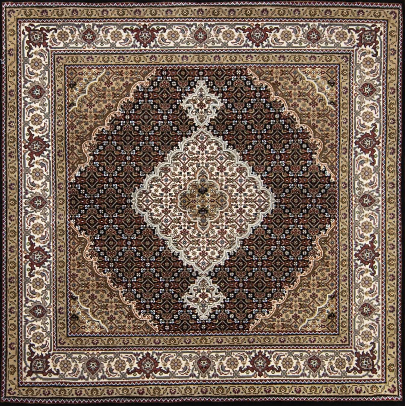Kitchen rugs. Handmade 5x5 square rug for kitchen in black color made in India.