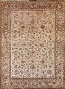 Persian silk Isfahan rugs with champagne and olive color. Size 8.6x12.
