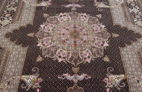 Black Color Rug, Persian wool and silk Rug, size 6.10x10,