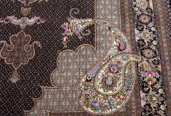 Black Color Rug, Persian wool and silk Rug, size 6.10x10,