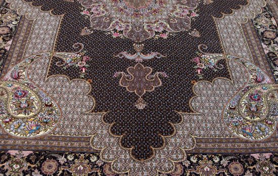 Black Color Rug, Persian wool and silk Rug, size 6.10x10,