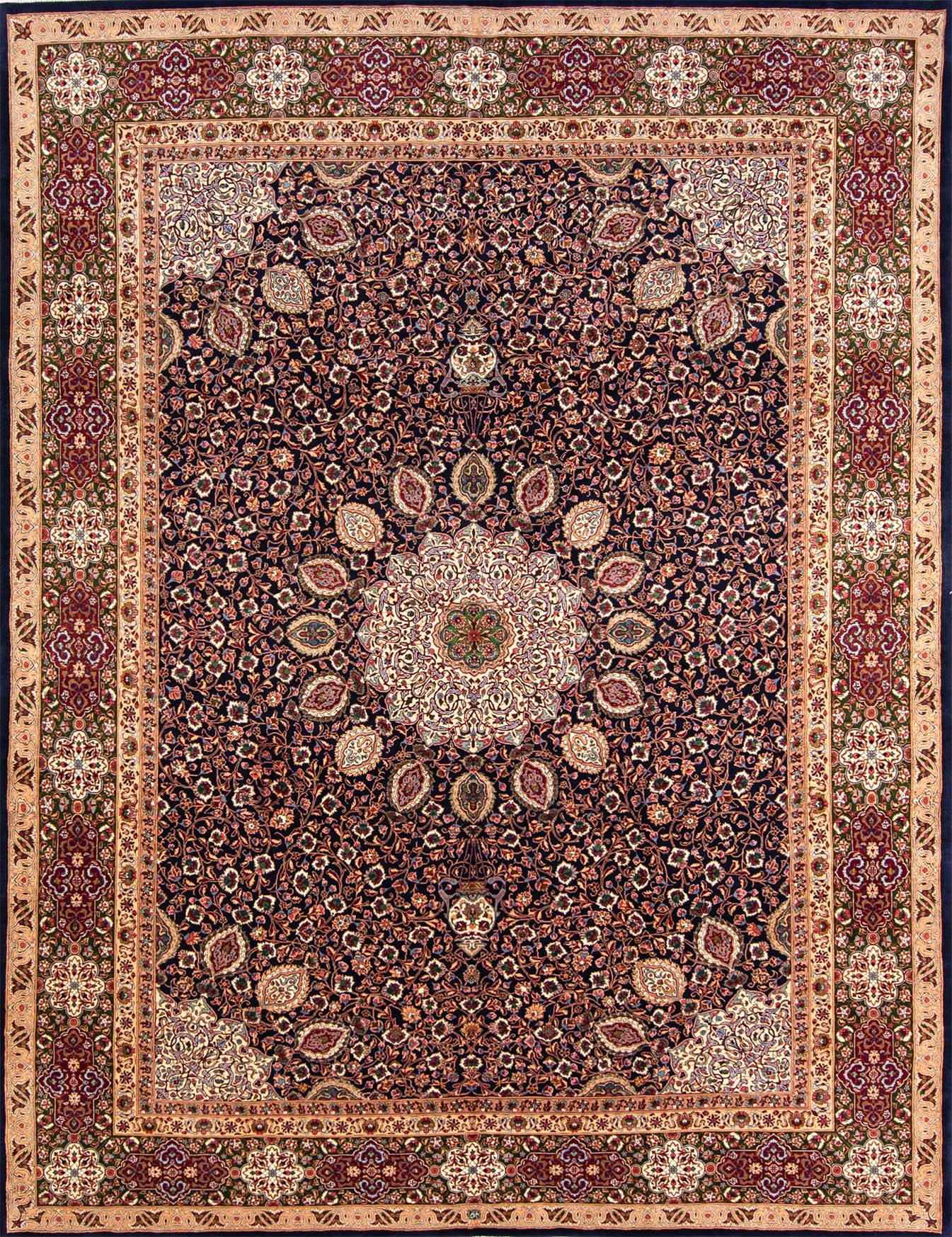 Persian Tabriz rug Shah Abbas rug in navy blue color. Size. 10x13