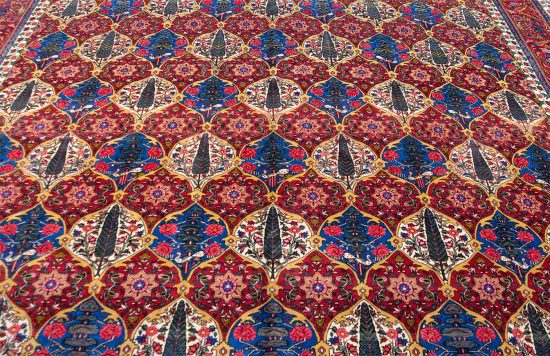 Vintage Bakhtiari rug. Multicolor handmade Persian rug with pine trees. Size 10x13.7.