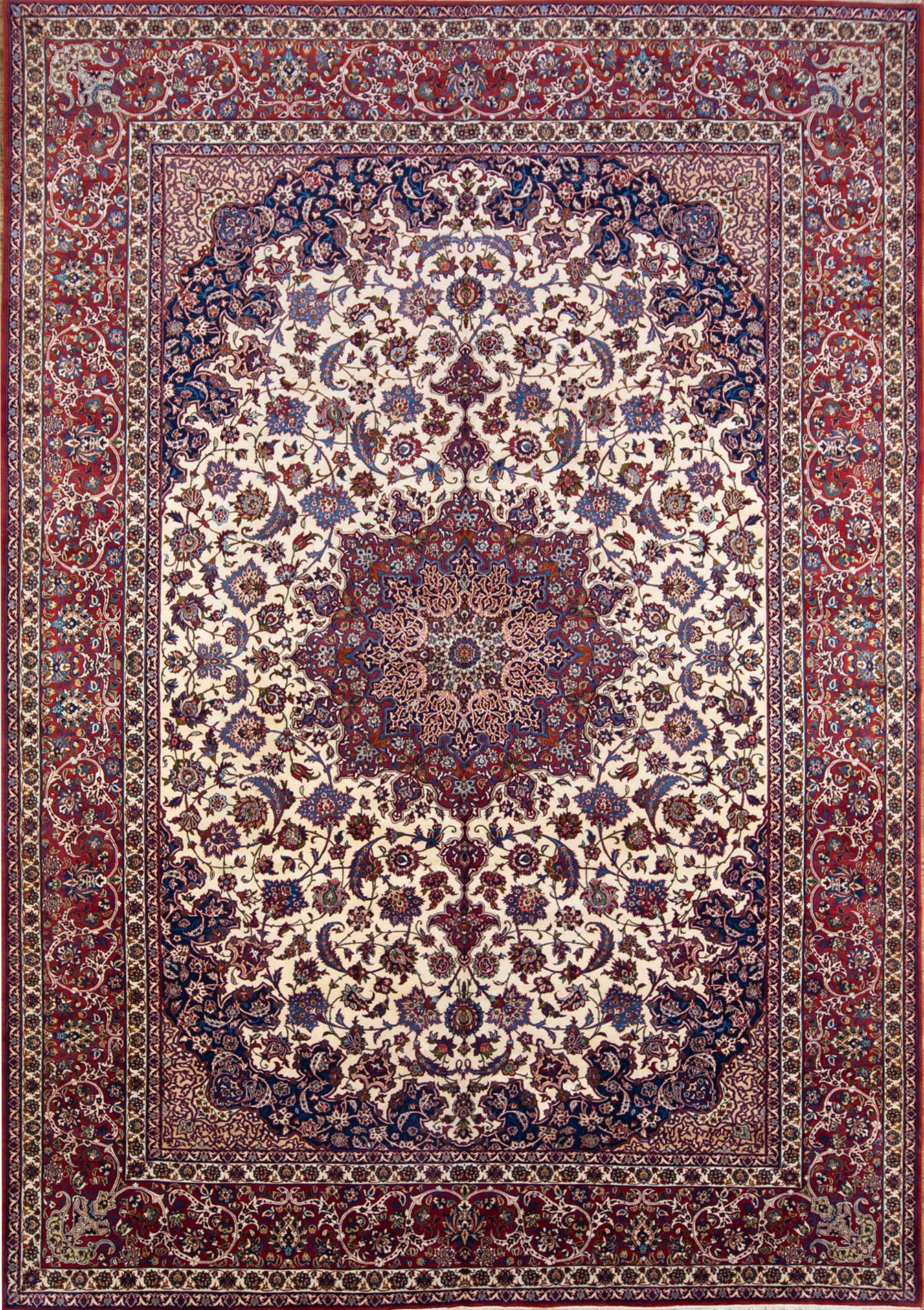 Antique Oriental Rug, Antique Persian Isfahan Rug, Kork Wool Rug. Size 10.8x15.3.