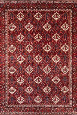 Hand knotted wool rugs. Persian Bakhtiari rug with birds and pine trees in red colors. Size 10.3x14.