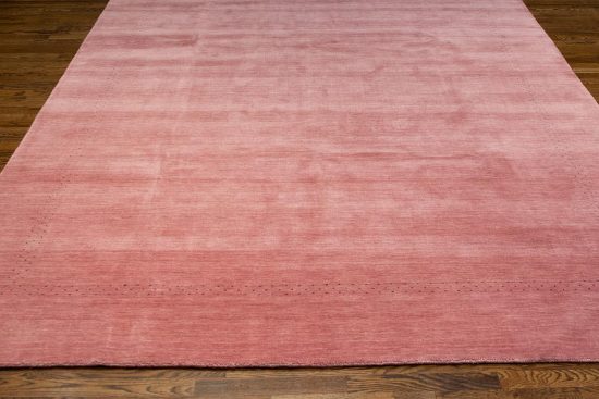 Pink area rug in contemporary Gabbeh style made of wool. Size 8.1x10.1.