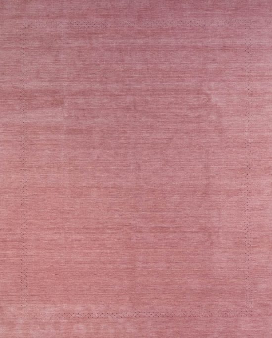 Pink area rug in contemporary Gabbeh style made of wool. Size 8.1x10.1.