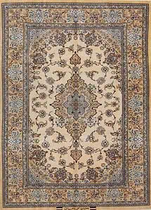 Hand knotted Persian Isfahan pastel rug made of pure silk. Size 3.7x5.8.