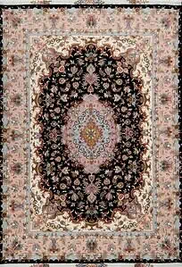 2188- An exquisite black and white Persian Tabriz wool and silk rug masterfully color coordinate. Rug size 5.1x7.